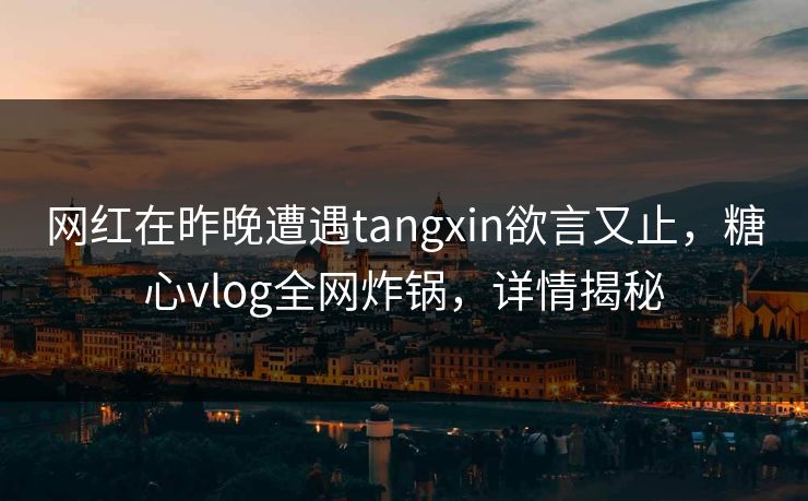 网红在昨晚遭遇tangxin欲言又止，糖心vlog全网炸锅，详情揭秘