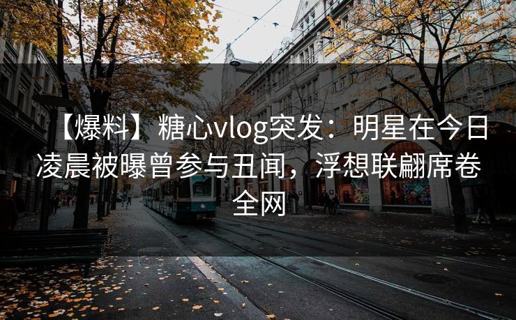 【爆料】糖心vlog突发：明星在今日凌晨被曝曾参与丑闻，浮想联翩席卷全网