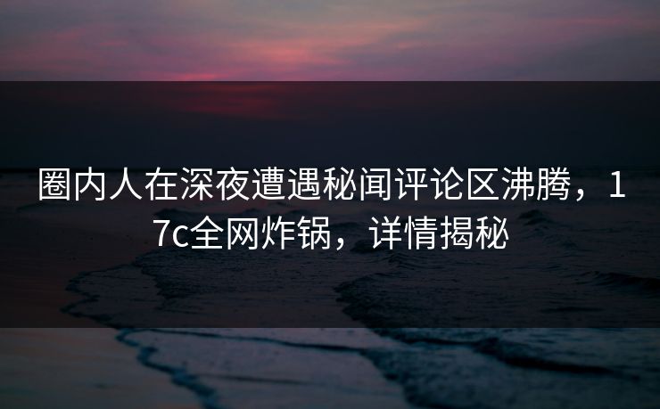 圈内人在深夜遭遇秘闻评论区沸腾，17c全网炸锅，详情揭秘