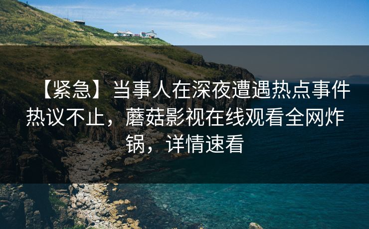 【紧急】当事人在深夜遭遇热点事件热议不止，蘑菇影视在线观看全网炸锅，详情速看