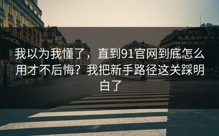 我以为我懂了，直到91官网到底怎么用才不后悔？我把新手路径这关踩明白了